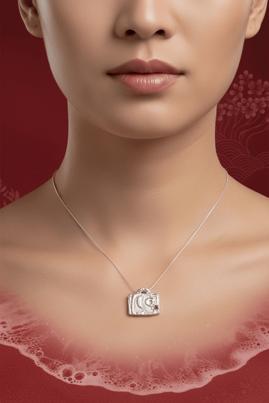 Square Ruby Panda Pendant Necklace .925 Sterling Silver 18″ Chain Gift for Her - Gems by Gigi