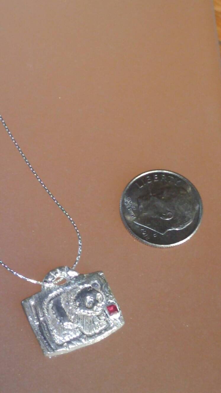 Square Ruby Panda Pendant Necklace .925 Sterling Silver 18″ Chain Gift for Her - Gems by Gigi