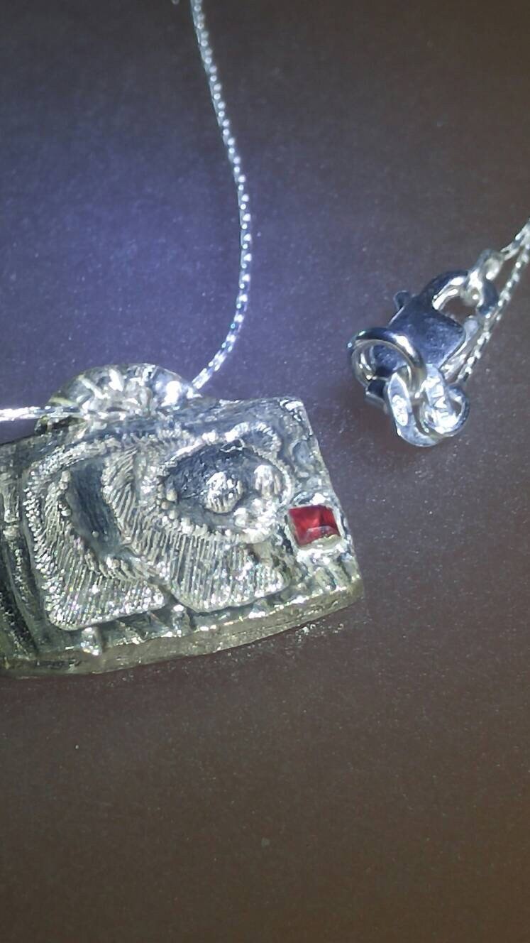 Square Ruby Panda Pendant Necklace .925 Sterling Silver 18″ Chain Gift for Her - Gems by Gigi