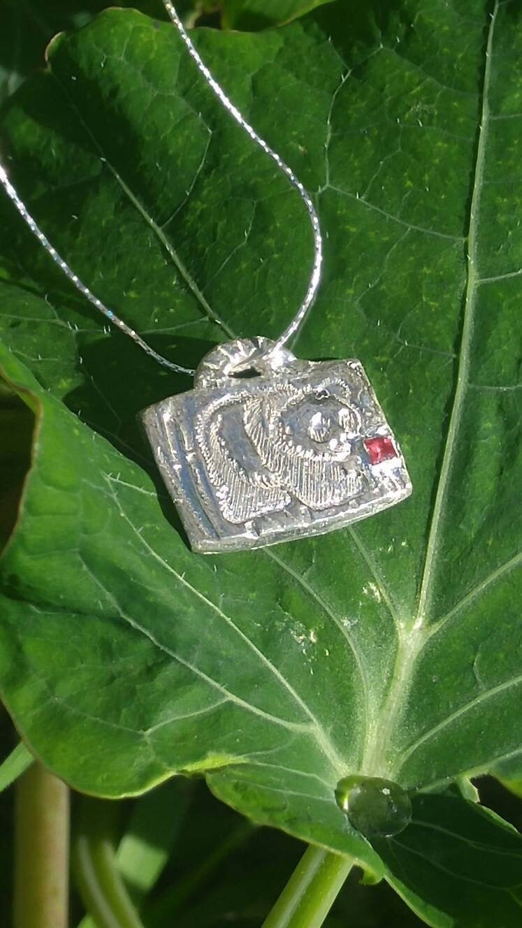 Square Ruby Panda Pendant Necklace .925 Sterling Silver 18″ Chain Gift for Her - Gems by Gigi