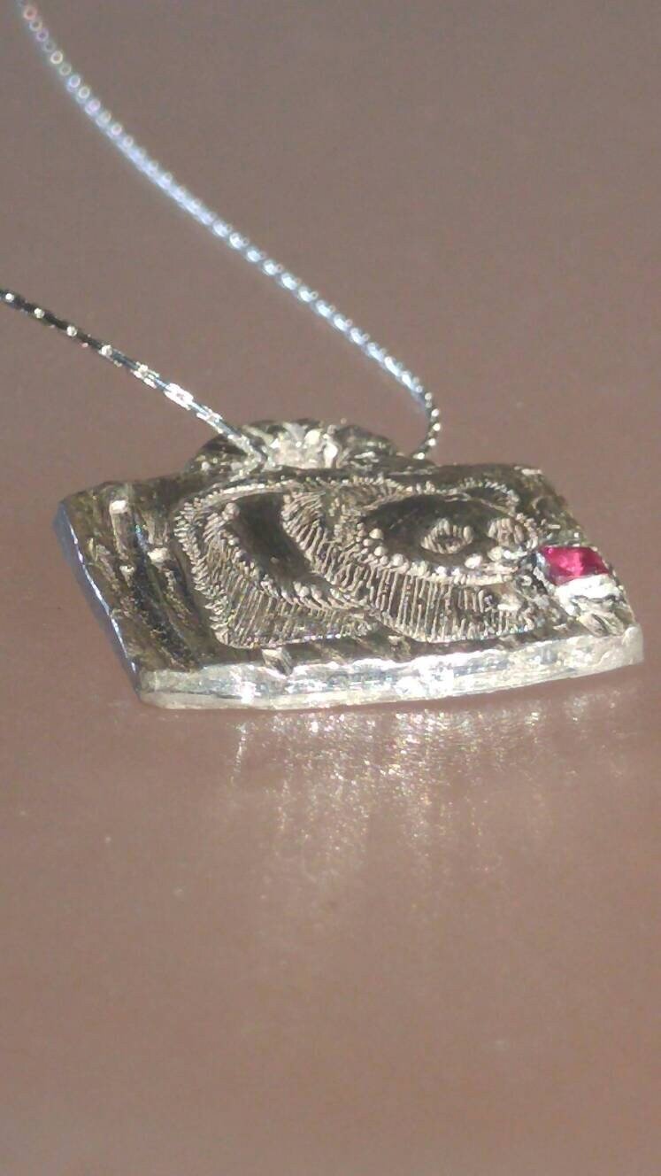 Square Ruby Panda Pendant Necklace .925 Sterling Silver 18″ Chain Gift for Her - Gems by Gigi