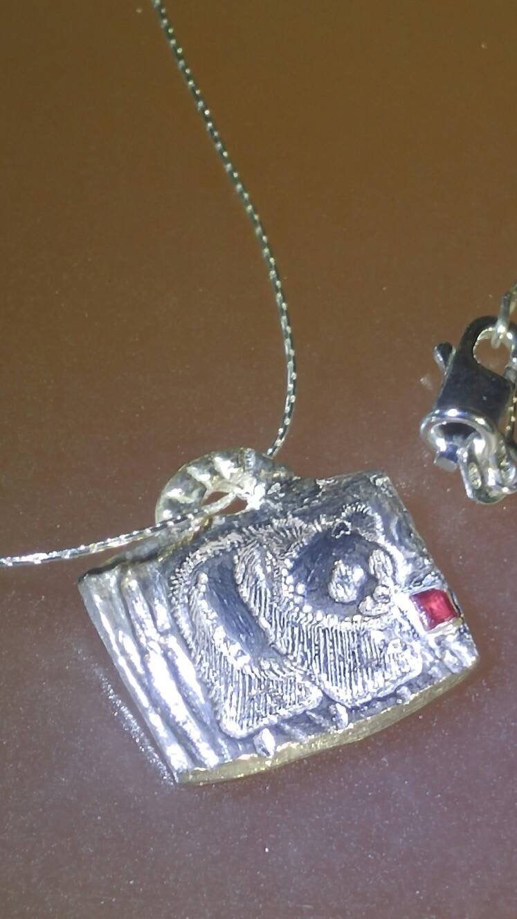 Square Ruby Panda Pendant Necklace .925 Sterling Silver 18″ Chain Gift for Her - Gems by Gigi