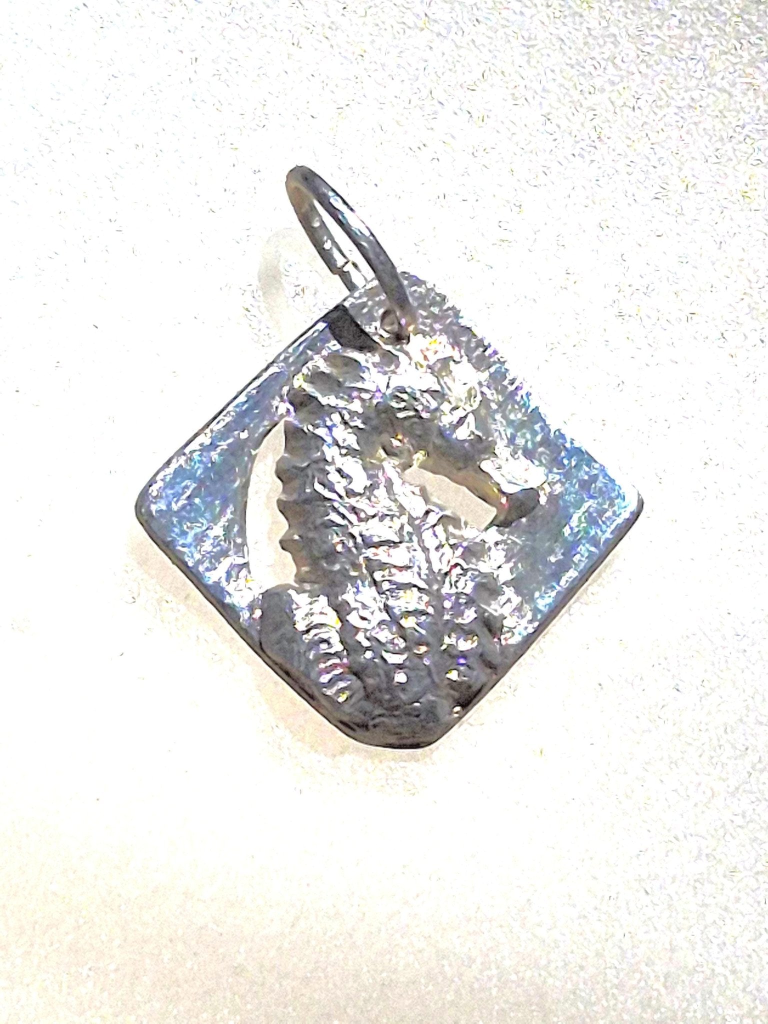 Square Seahorse Pendant Fine Silver - Gems by Gigi