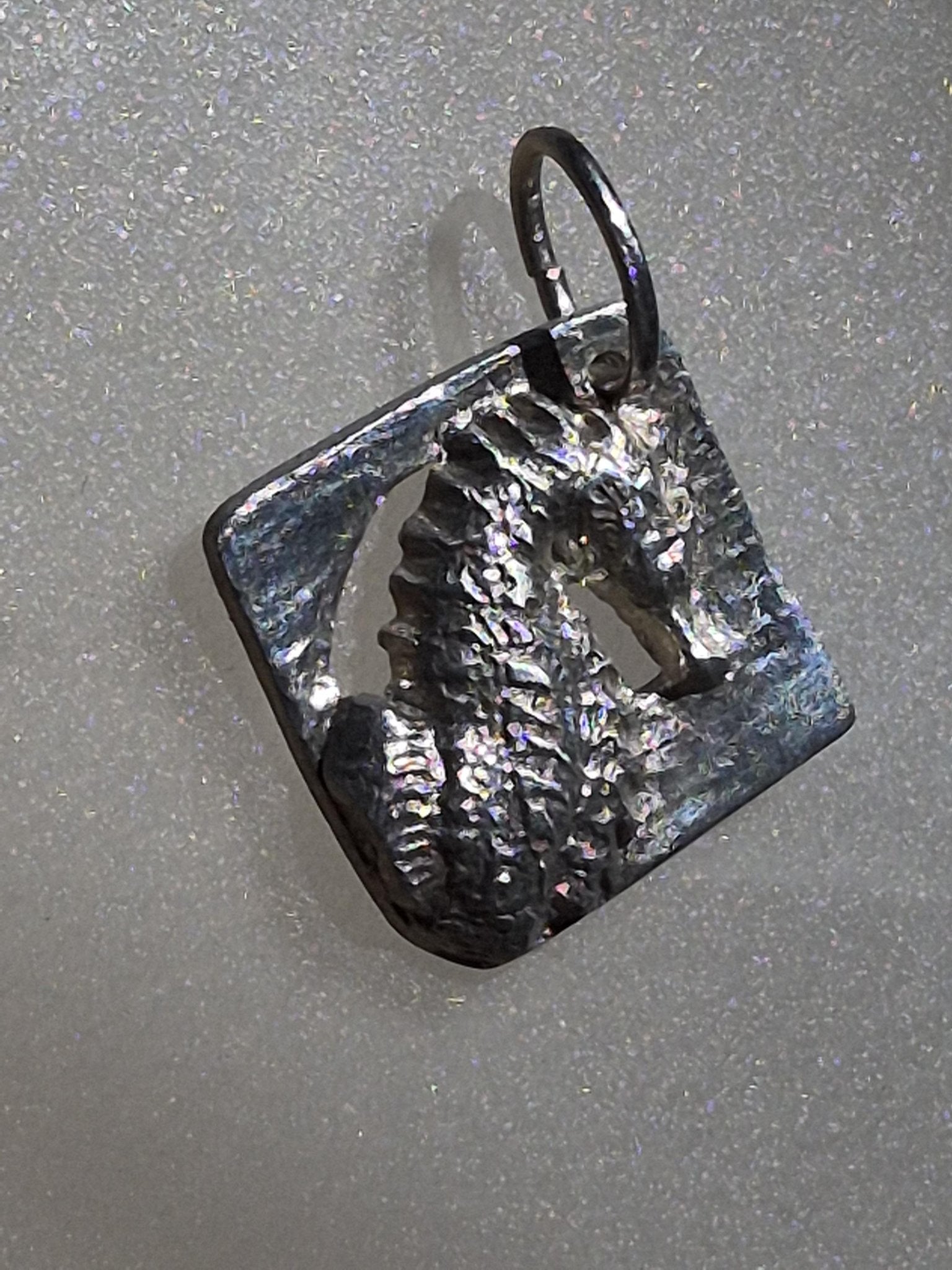 Square Seahorse Pendant Fine Silver - Gems by Gigi