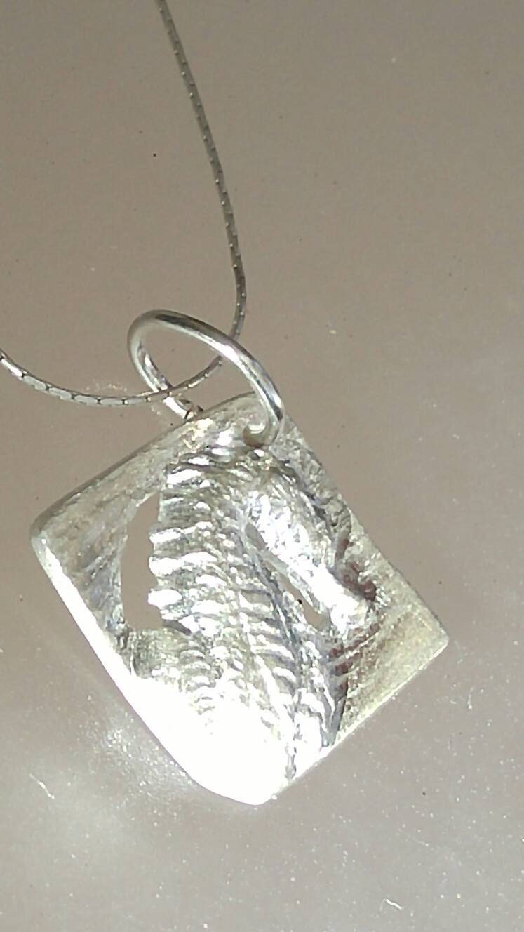 Square Seahorse Pendant Fine Silver - Gems by Gigi