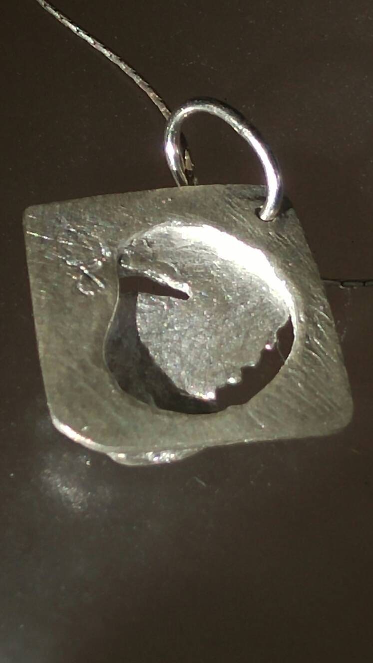 Square Seahorse Pendant Fine Silver - Gems by Gigi