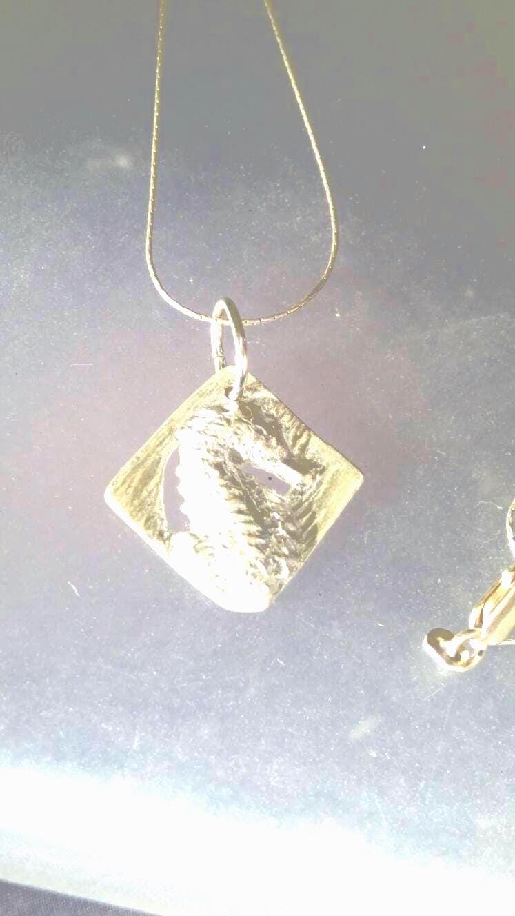 Square Seahorse Pendant Fine Silver - Gems by Gigi