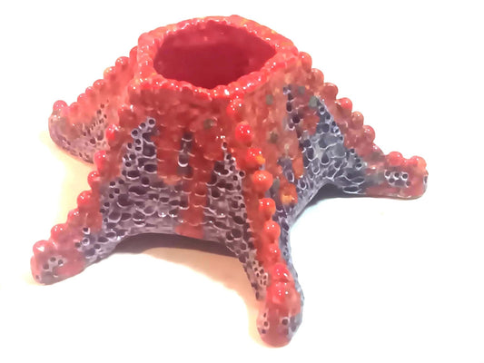 Starfish inspired Ceramic Candle Holder or Vase Purple Red - Gems by Gigi