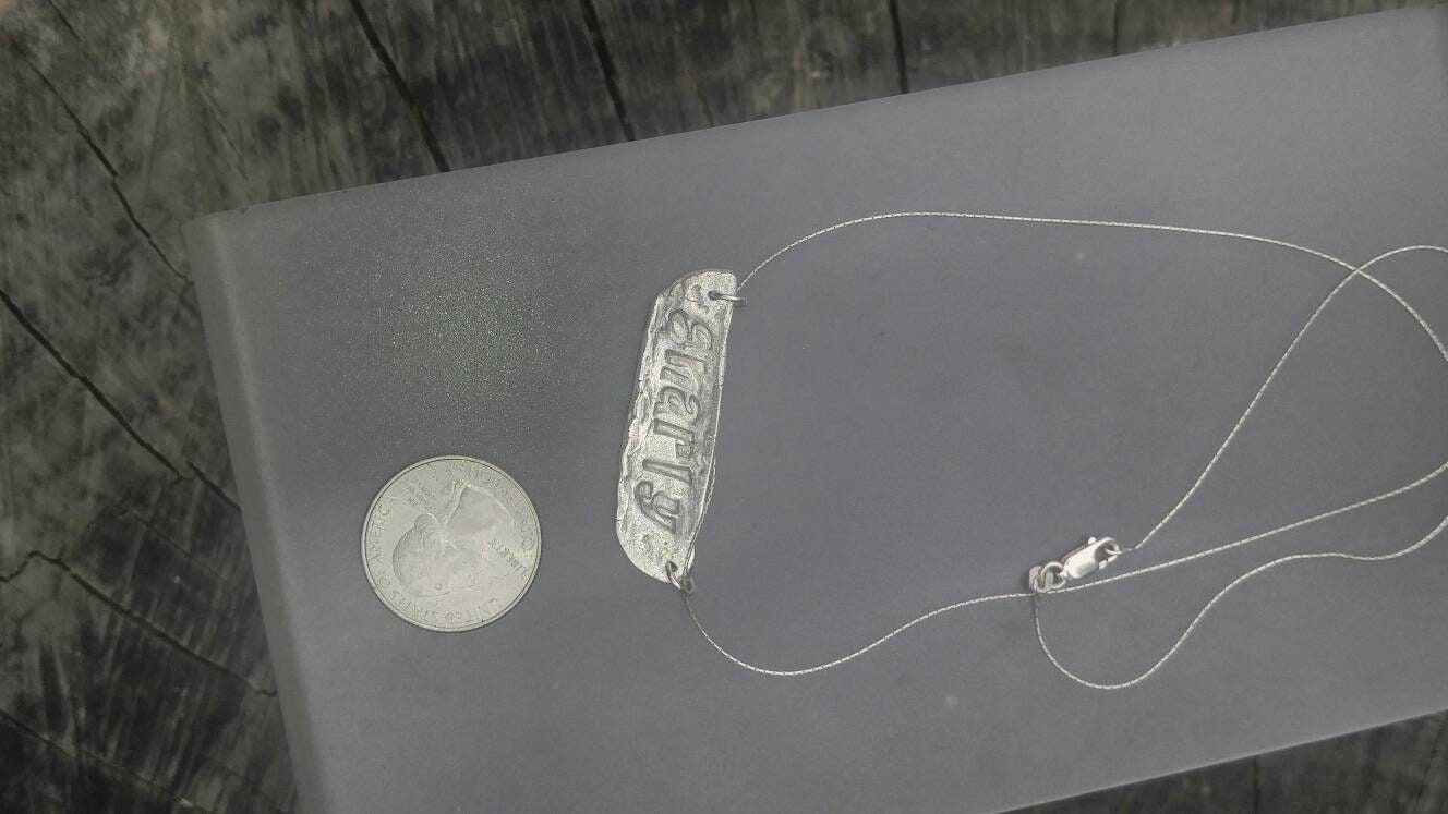 Sterling Silver Stoked Gnarly Word Necklace Reversible Pendant - Gems by Gigi