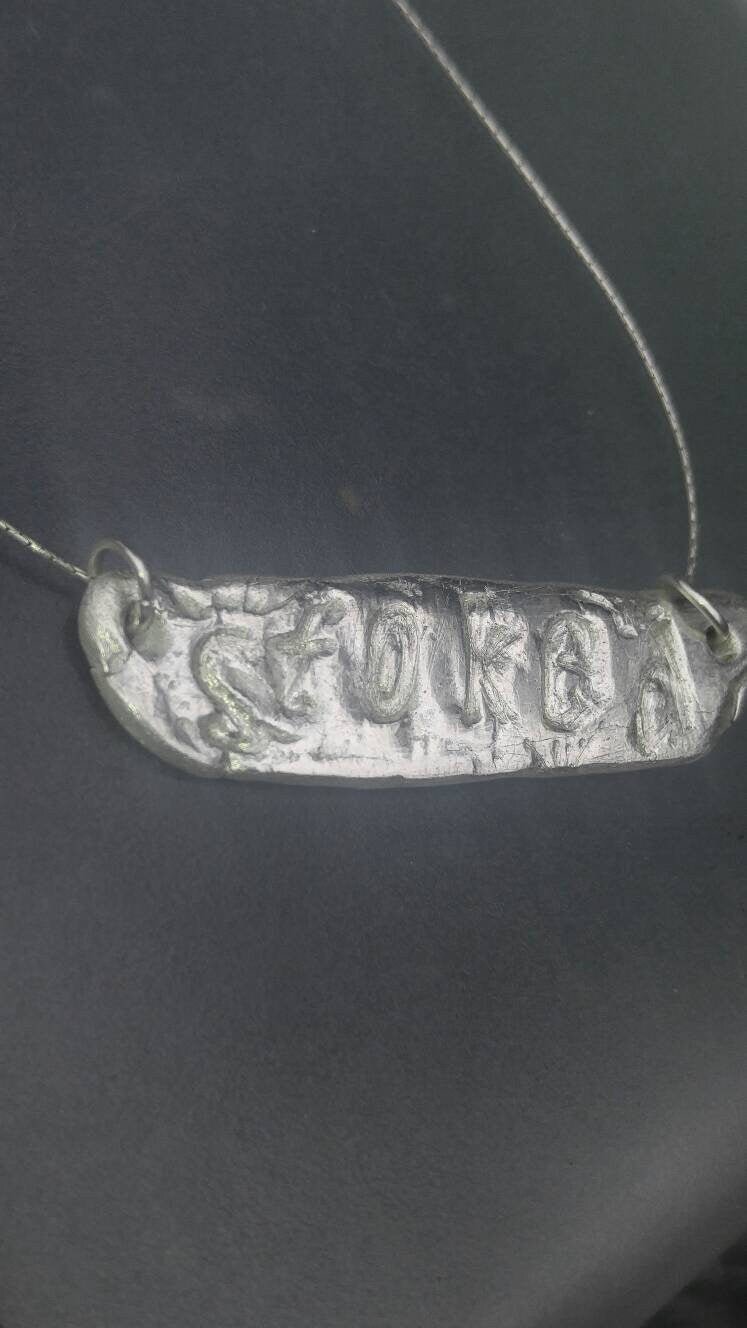 Sterling Silver Stoked Gnarly Word Necklace Reversible Pendant - Gems by Gigi