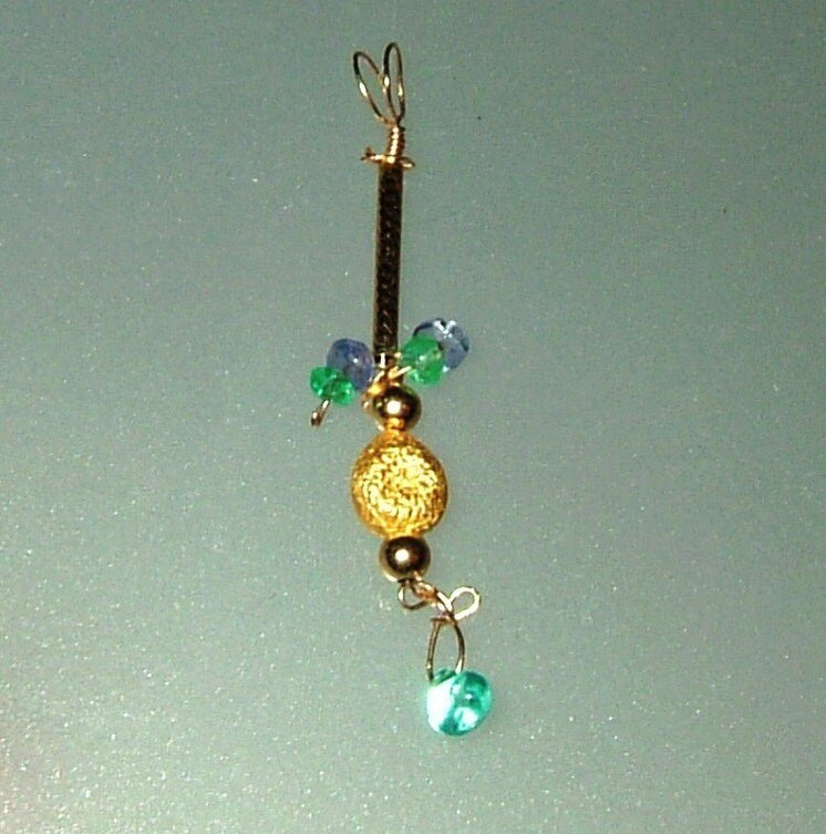 Tanzanite, Emerald & Apatite Bead Wire Wrapped Pendant in 14kt Yellow Gold - Gems by Gigi