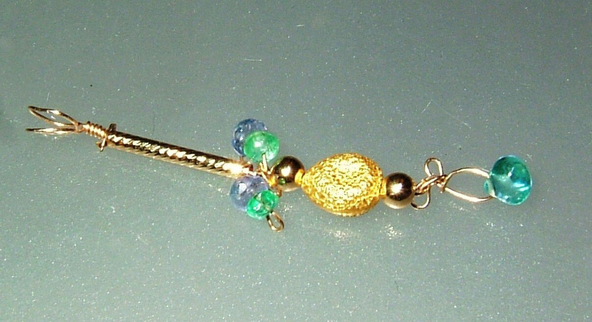 Tanzanite, Emerald & Apatite Bead Wire Wrapped Pendant in 14kt Yellow Gold - Gems by Gigi