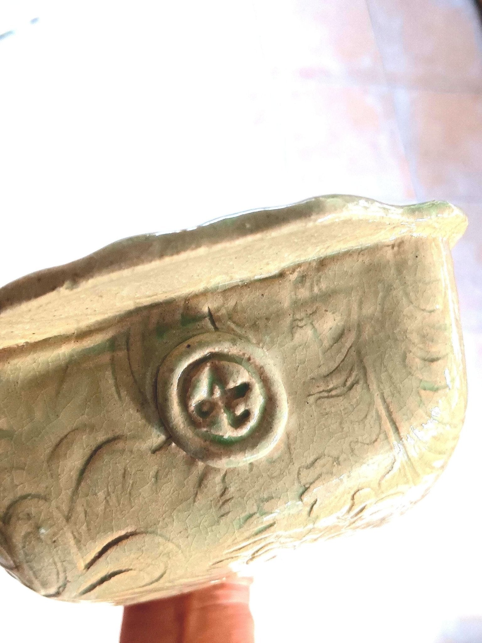 Teal Ceramic Loaf Pan Snowflake Foliage Mold Dish - Gems by Gigi