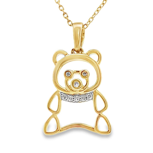 Teddy Bear Outline Diamond Pendant Yellow Gold 10kt - Gems by Gigi