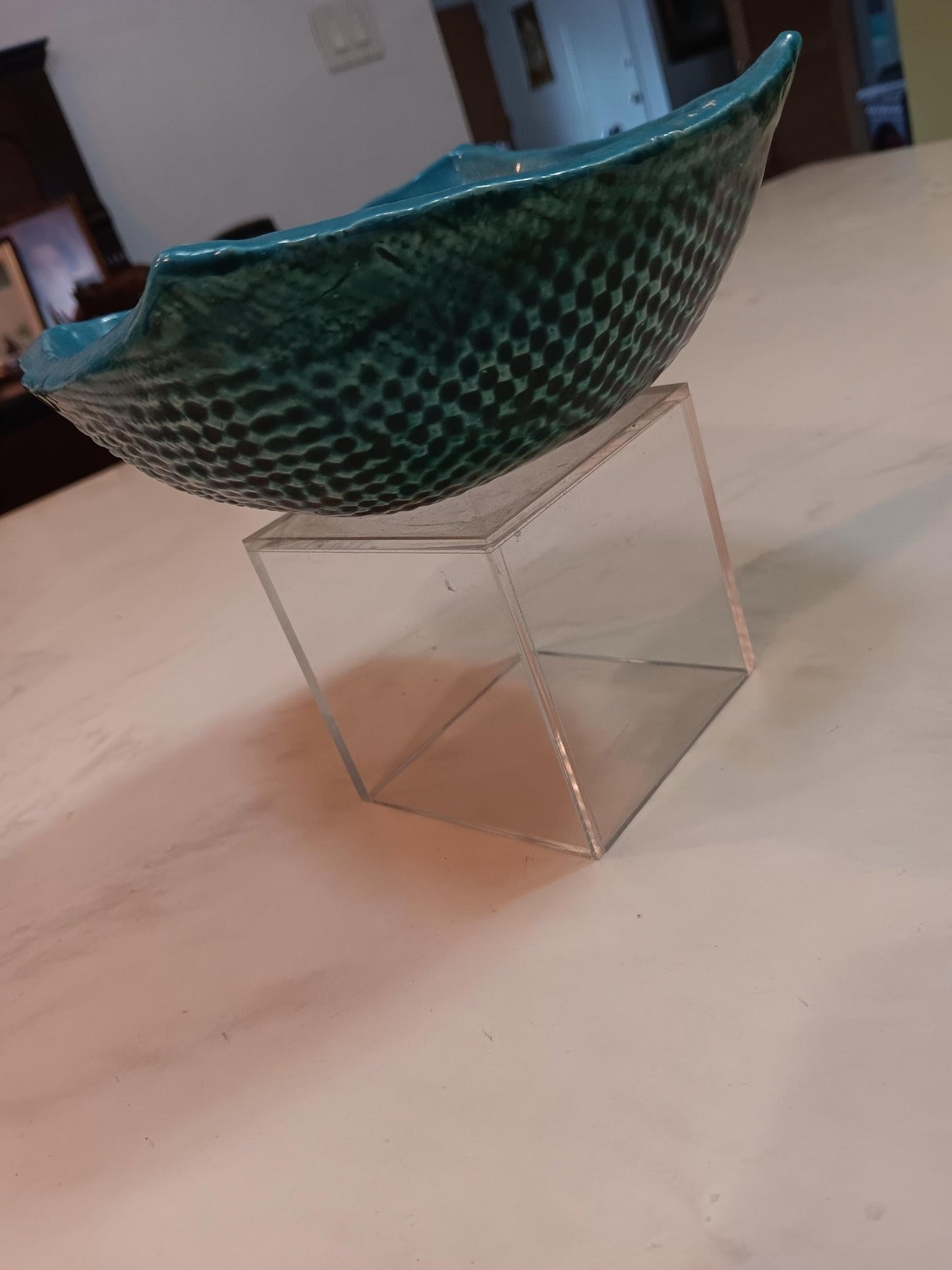 Textured Glazed Blue Square Ceramic Bowl - Gems by Gigi
