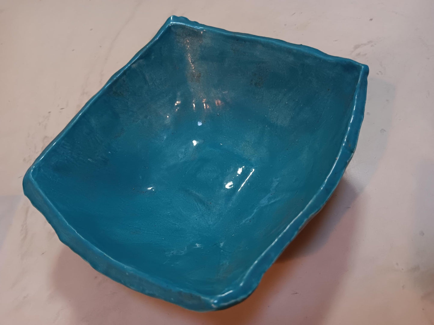Textured Glazed Blue Square Ceramic Bowl - Gems by Gigi