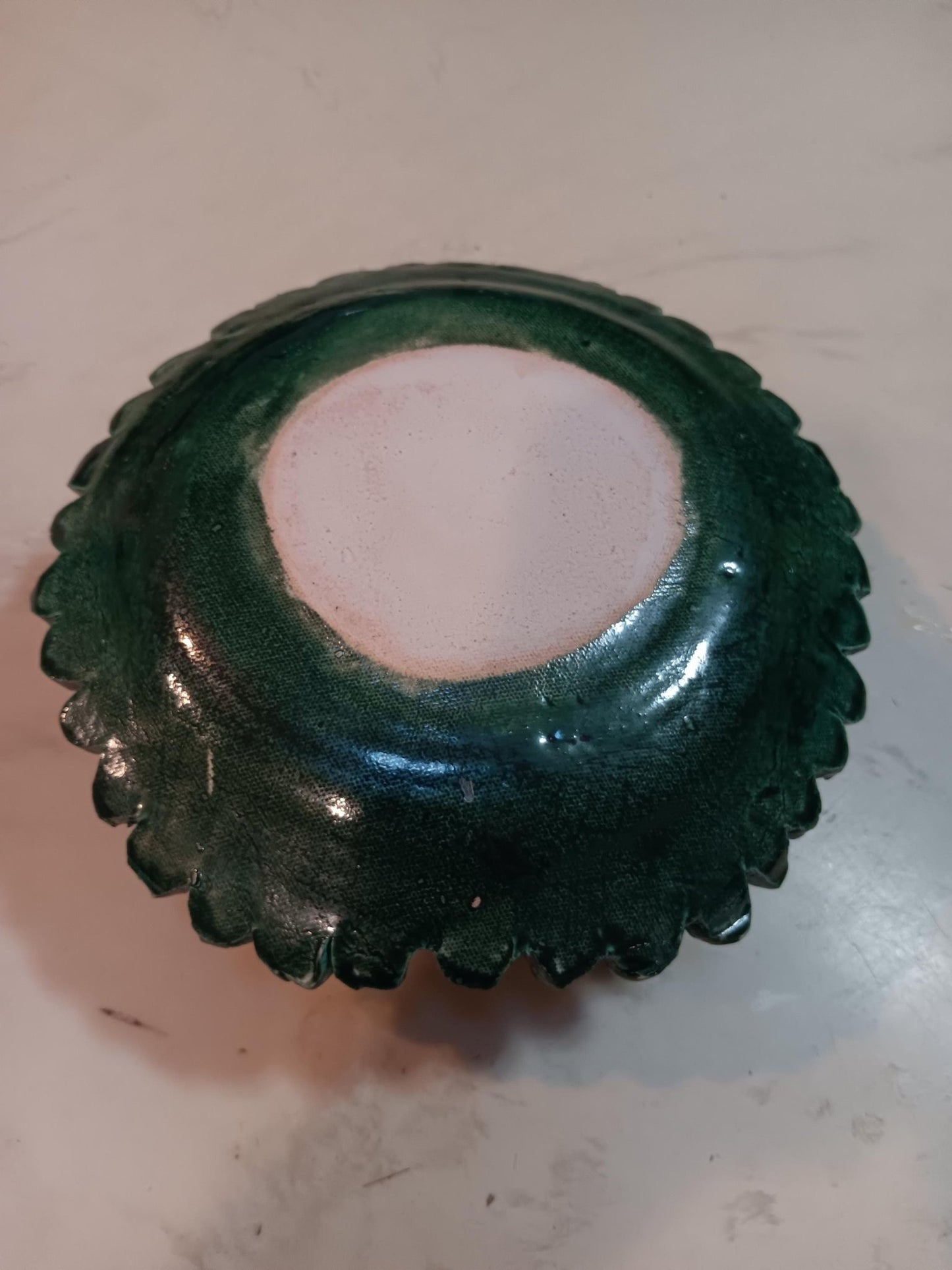 Textured Swirl Ceramic Plate Handmade Teal Green - Gems by Gigi