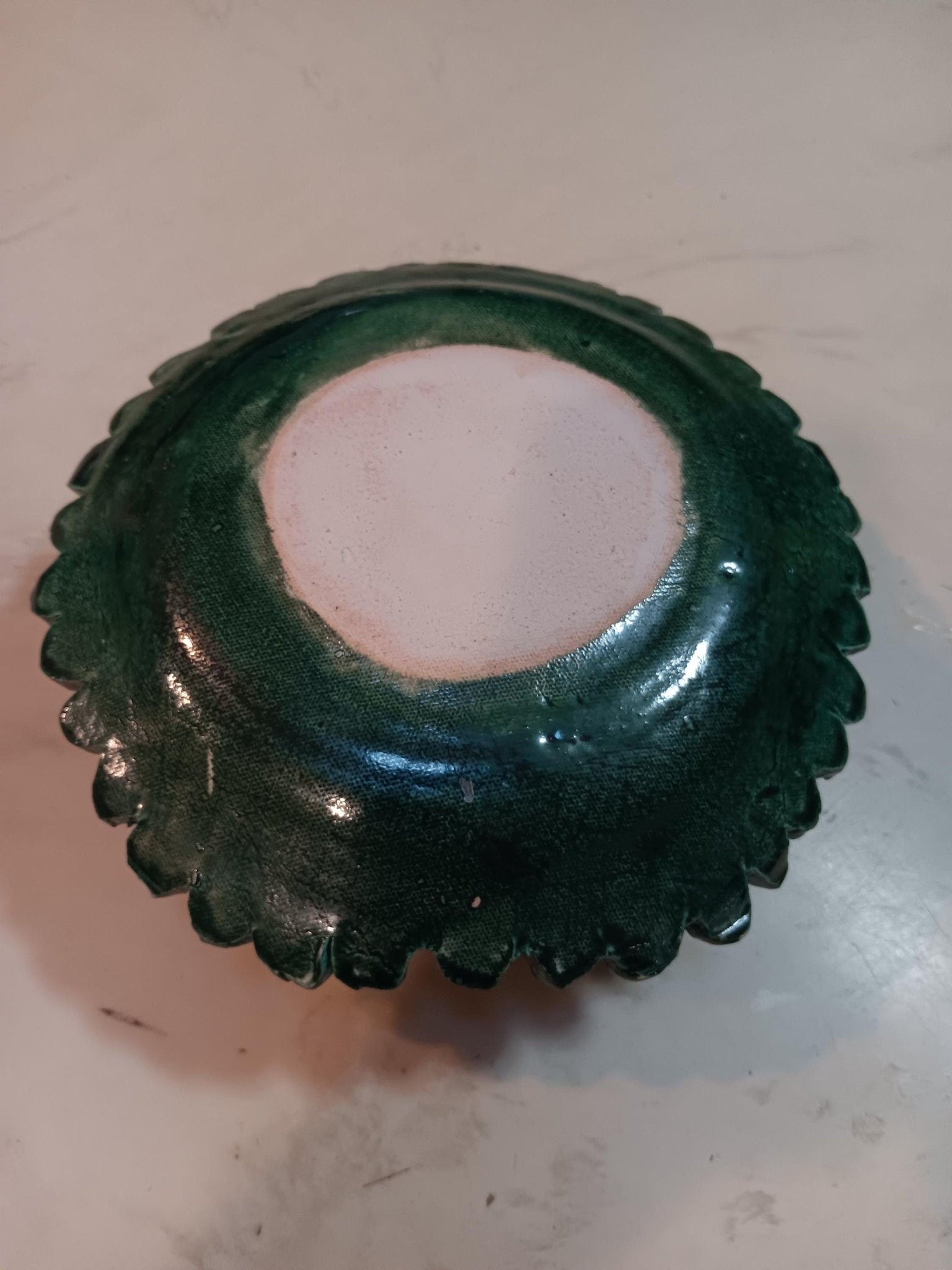 Textured Swirl Ceramic Plate Handmade Teal Green - Gems by Gigi