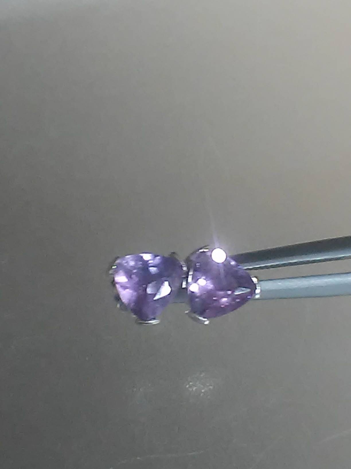 Trillion Amethyst Stud Earrings Sterling Silver 0.80ct - Gems by Gigi