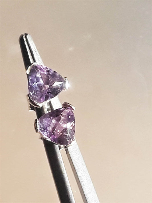 Trillion Amethyst Stud Earrings Sterling Silver 0.80ct - Gems by Gigi