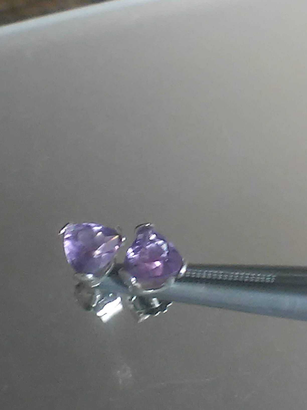 Trillion Amethyst Stud Earrings Sterling Silver 0.80ct - Gems by Gigi