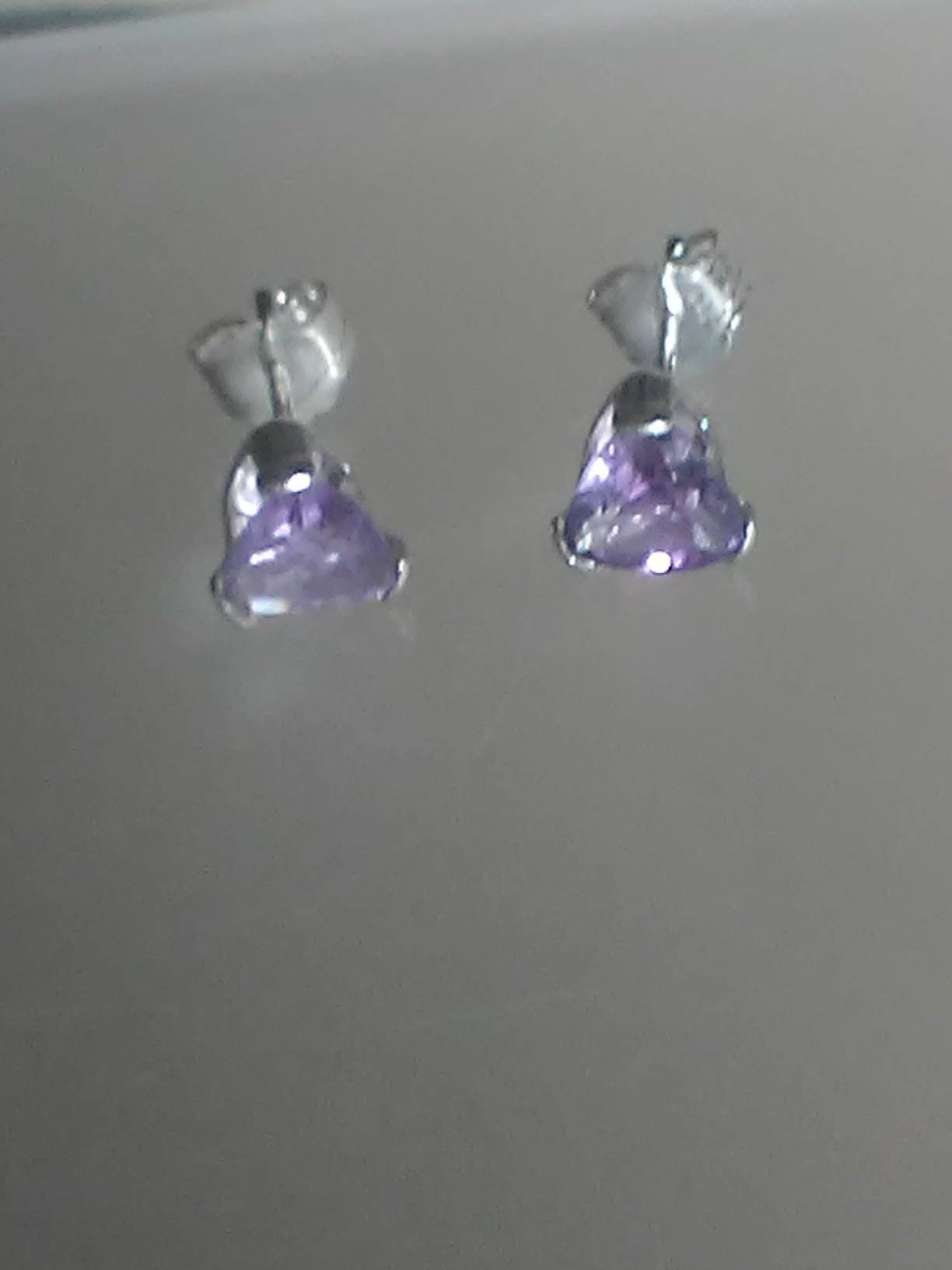 Trillion Amethyst Stud Earrings Sterling Silver 0.80ct - Gems by Gigi