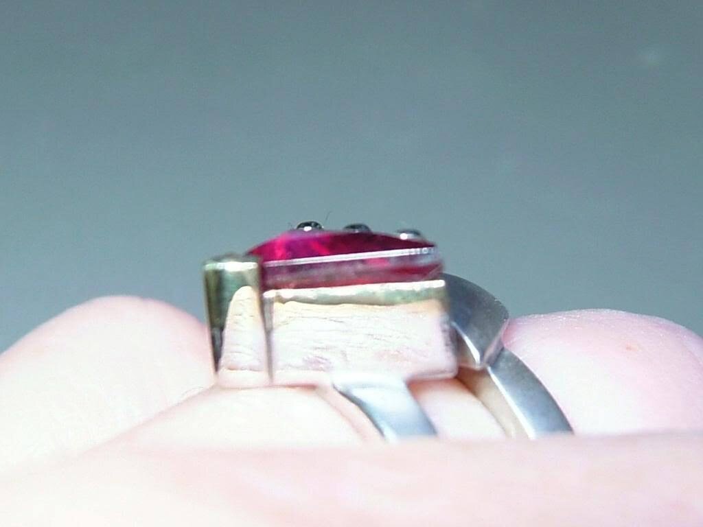 Trillion Rubellite Arrow Band Ring Sterling Silver 18kt - Gems by Gigi
