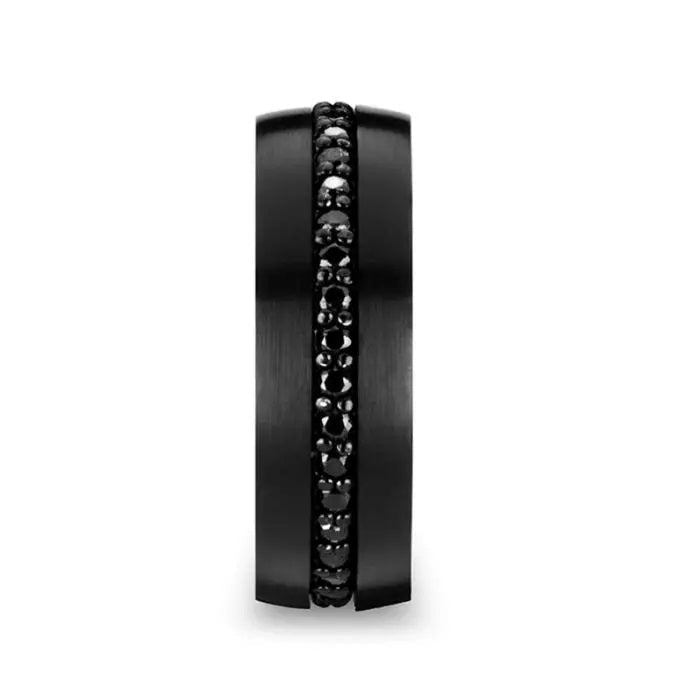 VALIANT Black Tungsten Ring with Black Sapphires - Gems by Gigi