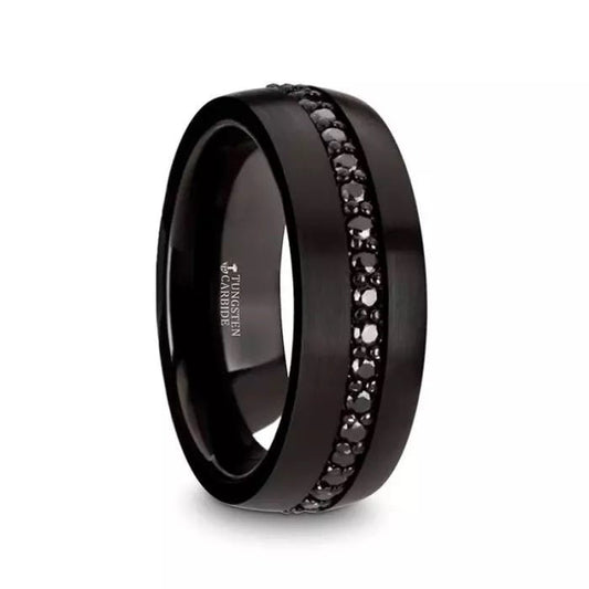 VALIANT Black Tungsten Ring with Black Sapphires - Gems by Gigi