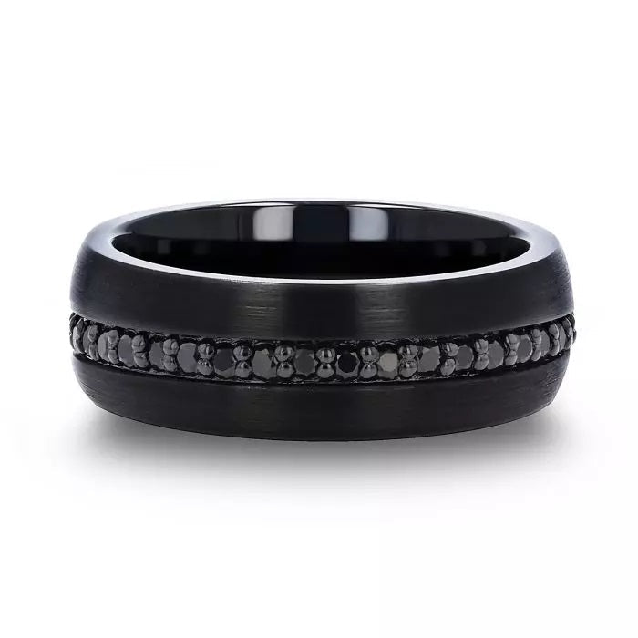 VALIANT Black Tungsten Ring with Black Sapphires - Gems by Gigi