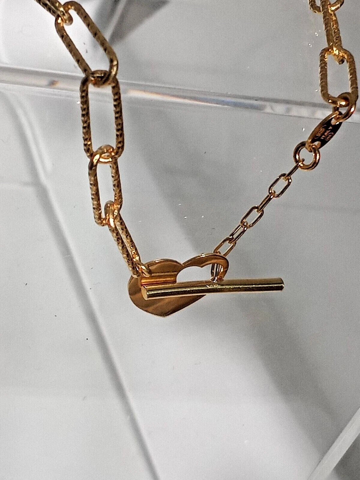 Vermeil Paperclip Heart Necklace with Toggle Chain - Gems by Gigi