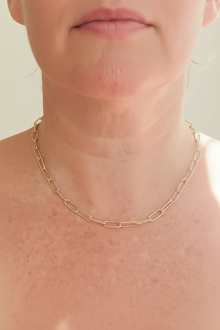 Vermeil Paperclip Heart Necklace with Toggle Chain - Gems by Gigi