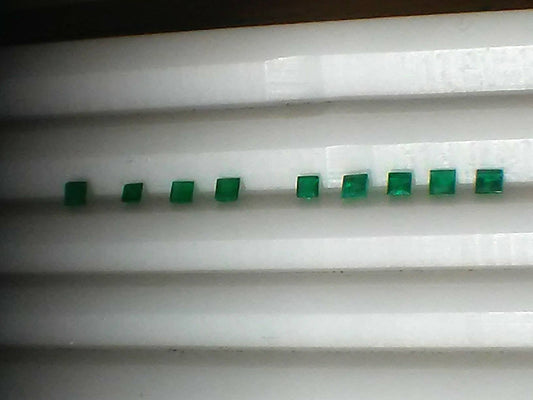 Wholesale Colombian Emeralds Square Cut 9 Stone Lot 0.66cttw 2.2mm - Gems by Gigi