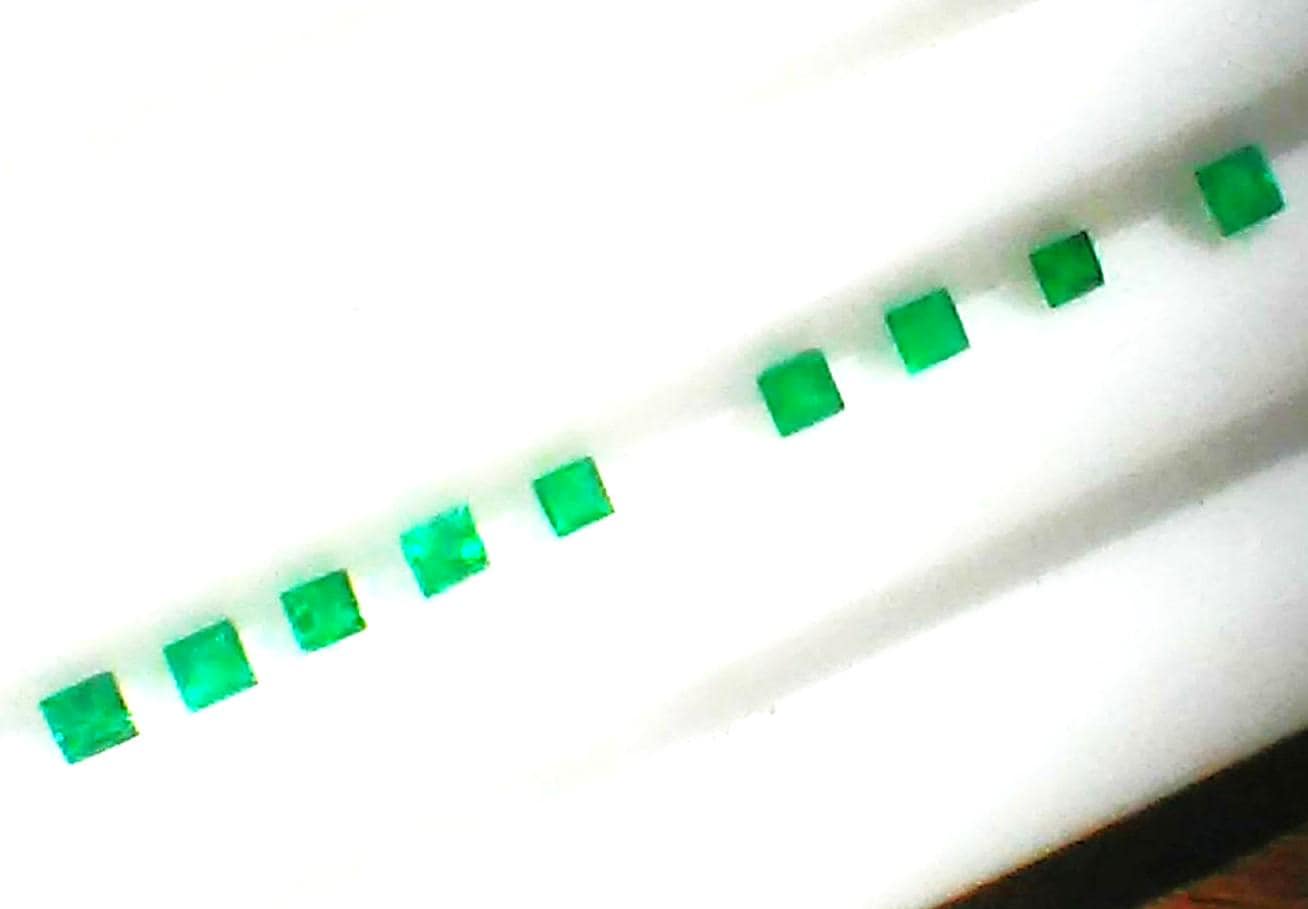 Wholesale Colombian Emeralds Square Cut 9 Stone Lot 0.66cttw 2.2mm - Gems by Gigi