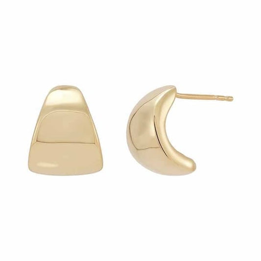 Wide Gold J Hoop Earrings 10kt - Gems by Gigi