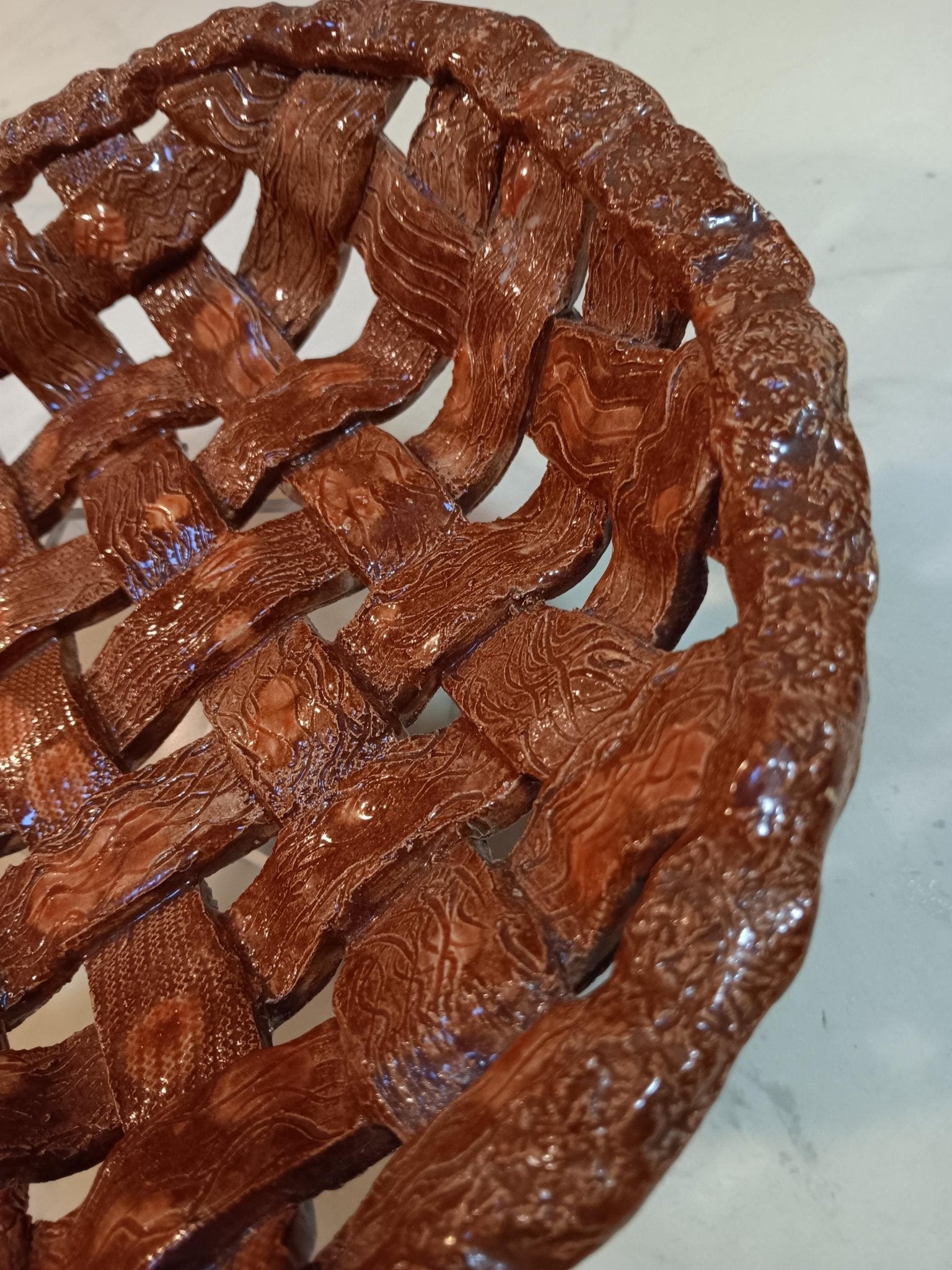 Woven Open Ceramic Pie Crust Style Textured Bowl - Gems by Gigi