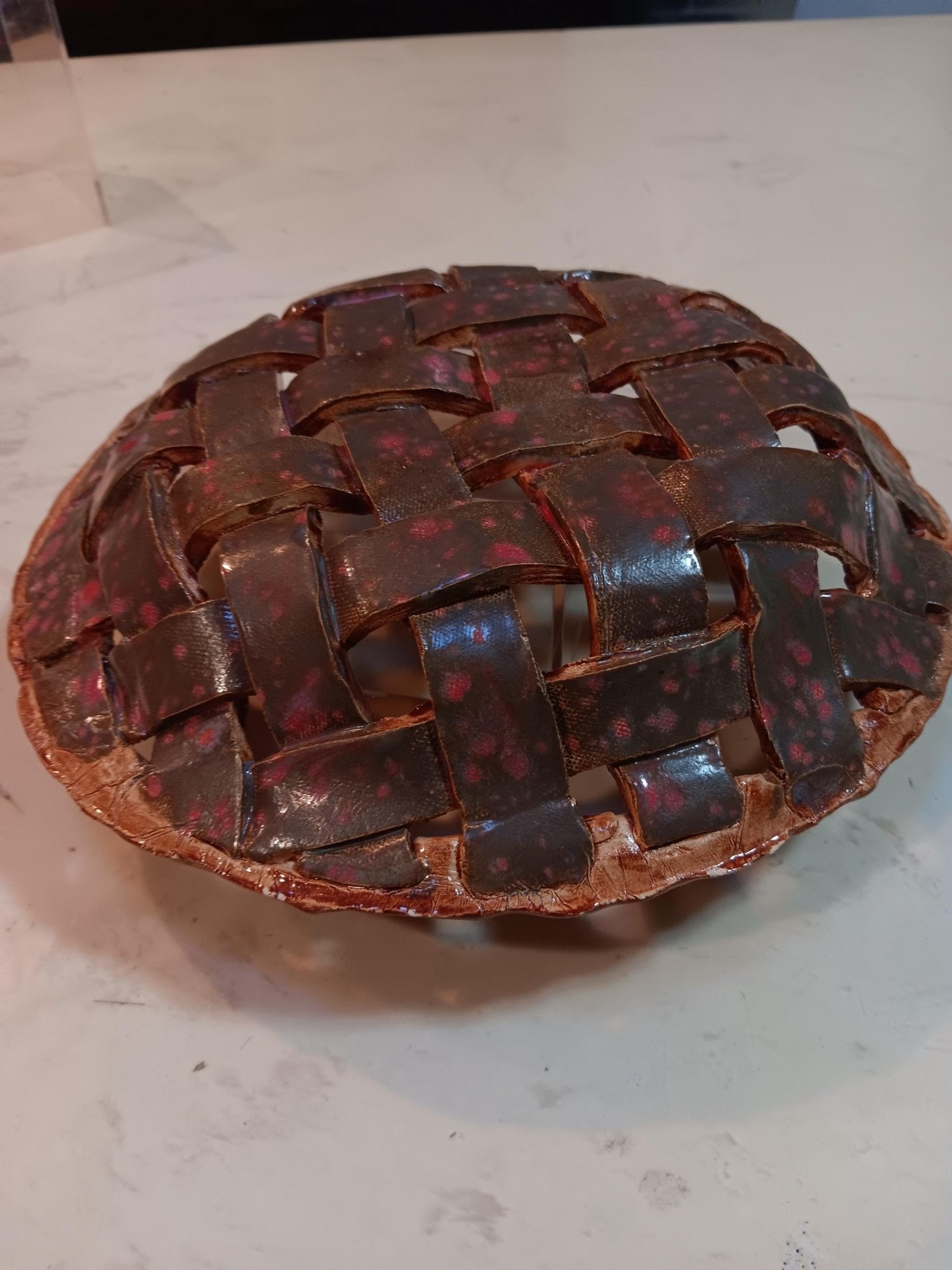 Woven Open Ceramic Pie Crust Style Textured Bowl - Gems by Gigi