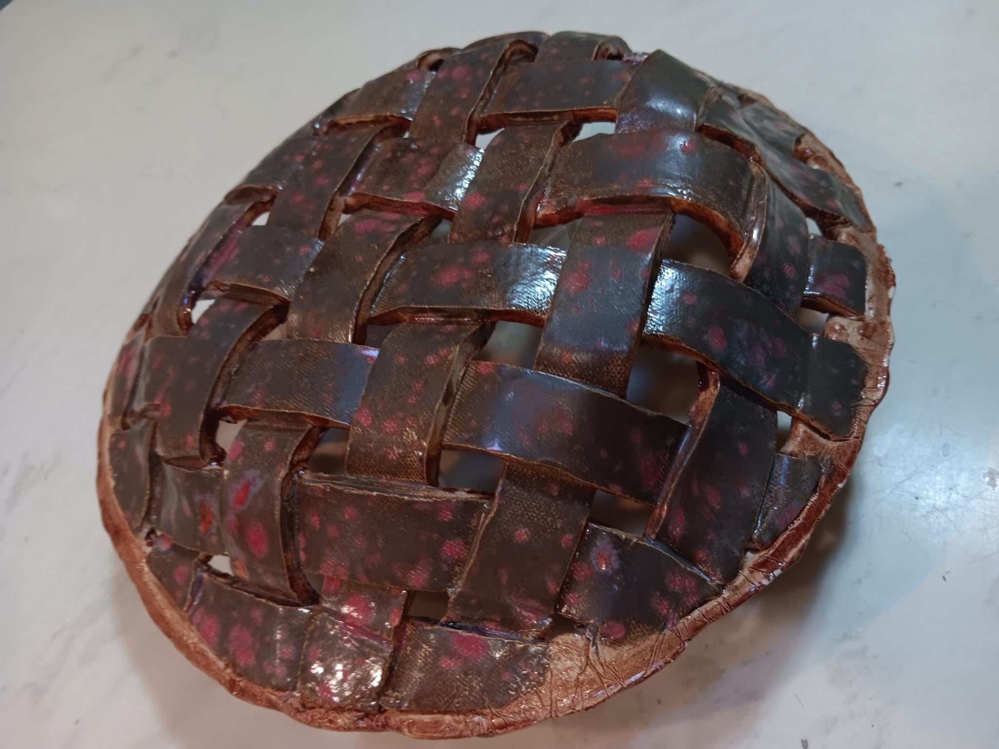 Woven Open Ceramic Pie Crust Style Textured Bowl - Gems by Gigi