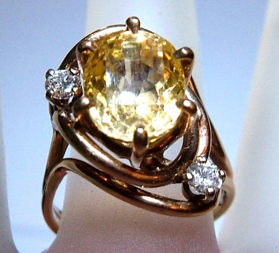 Yellow Sapphire Diamond Ring 14kt Gold - Gems by Gigi