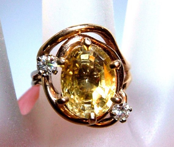 Yellow Sapphire Diamond Ring 14kt Gold - Gems by Gigi