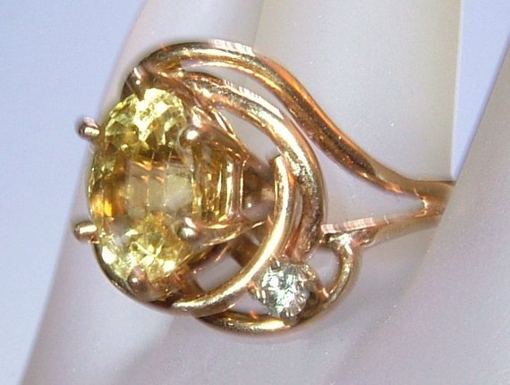 Yellow Sapphire Diamond Ring 14kt Gold - Gems by Gigi